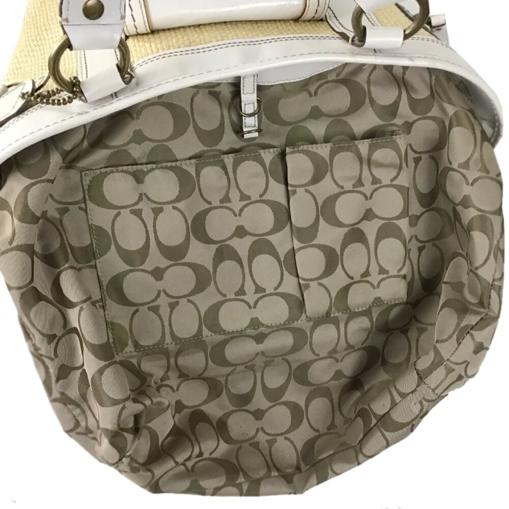 Coach Legacy Vintage White & Straw Satchel Tote Handbag - Picture 11 of 14